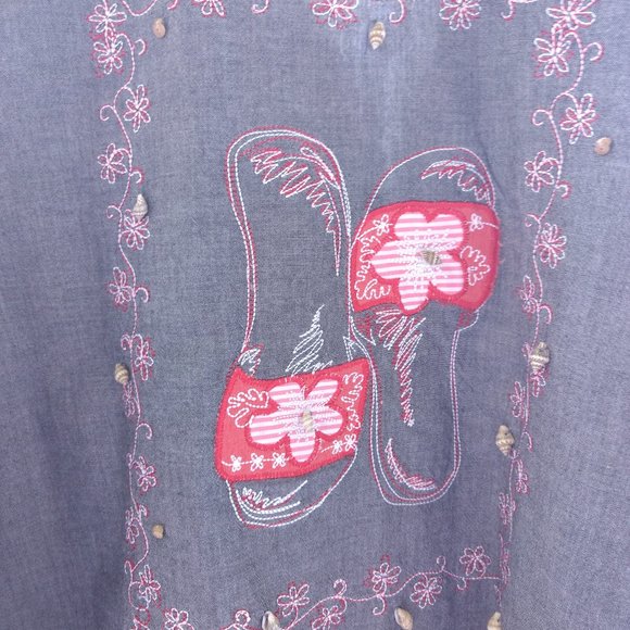 Button Up Top Blouse Embroidered - Picture 7 of 14